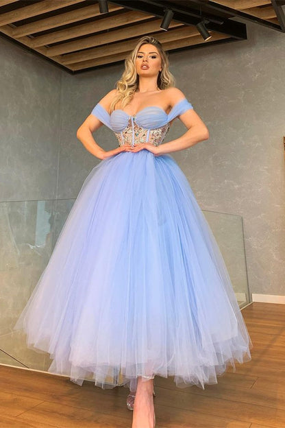 Off-the-Shoulder Prom Dress Sweetheart With Crystal PD0574