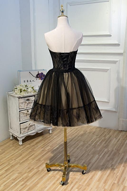 Black Lace Tulle Simple Homecoming Dresses Pretty Short Party Dresses gh828