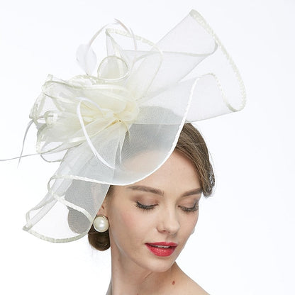 Women's Net Tea Party Special Occasion Wedding With Flowers Headpiece