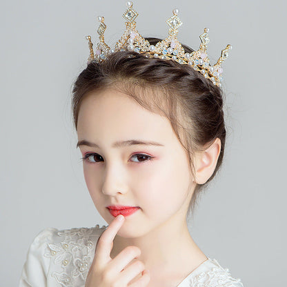 Children's Dress Accessories Retro Rhinestone Princess Crown Headpiece