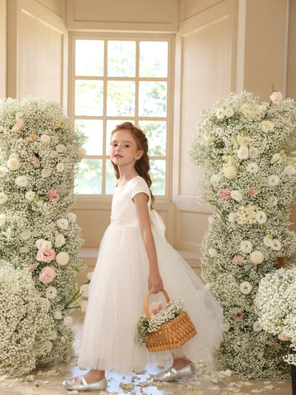 Ball-Gown Scoop Sleeveless Ankle-Length Flower Girl Dresses With Bowknot