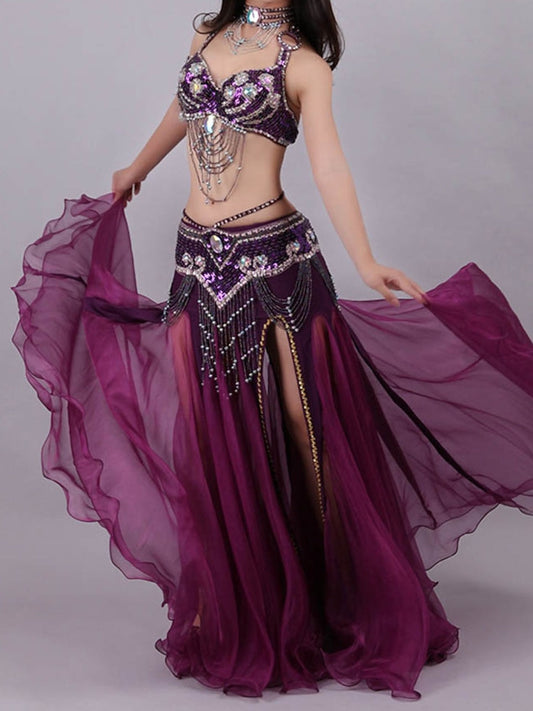 Belly Dance Costumes Sleeveless Skirts Women's Performance With Crystals / Rhinestones & Paillette