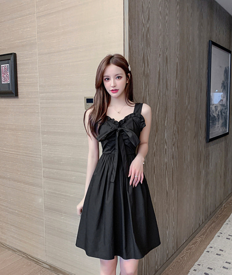 Black sweetheart neck short dress fashion girl dress  1077