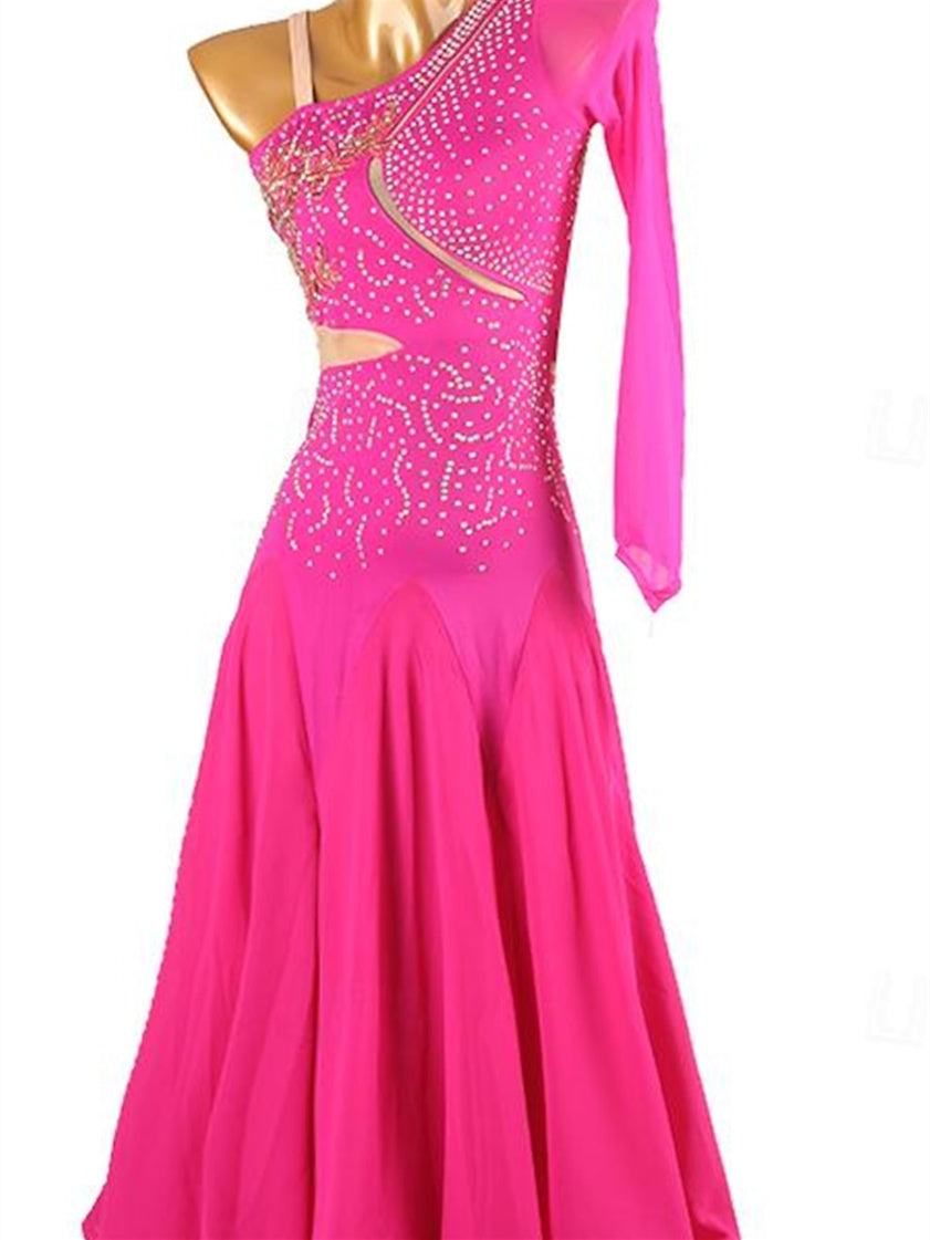 Women's Dancewear Ballroom Dance Dress Rhinestone Women's Performance Long Sleeve