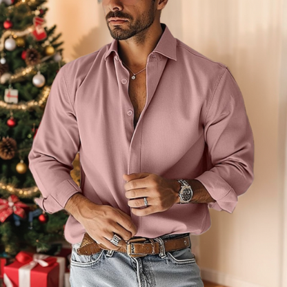 Men's Casual Cotton BlendLong Sleeves Solid Color Shirt