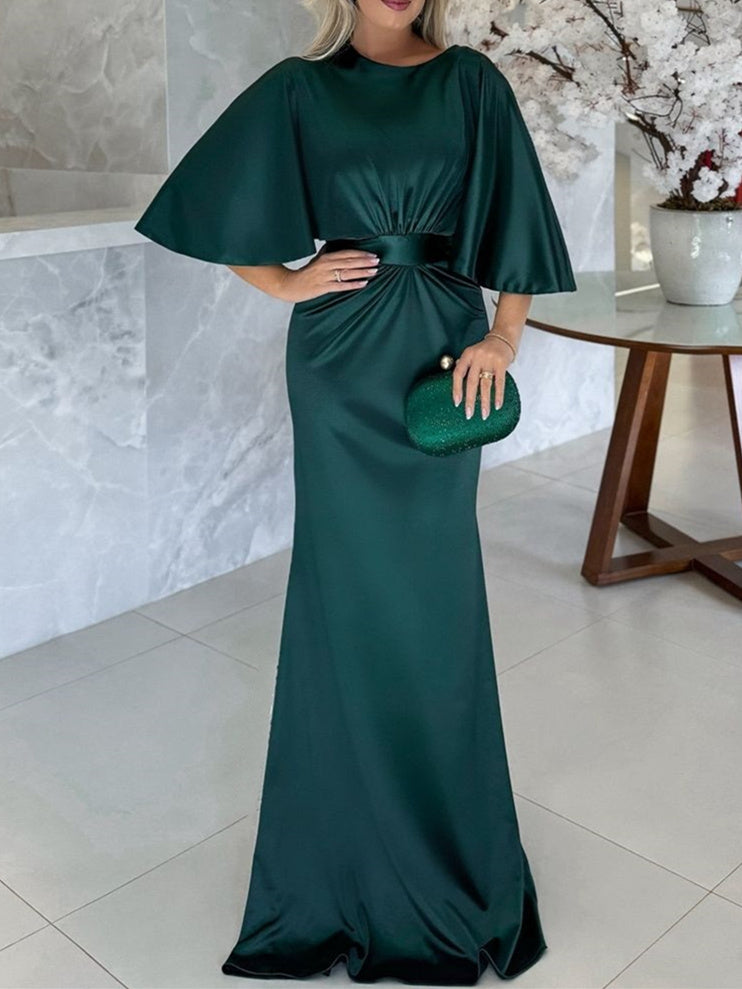 Sheath/Column Scoop 1/2 Sleeves Floor-Length Belt Mother of the Bride Dresses