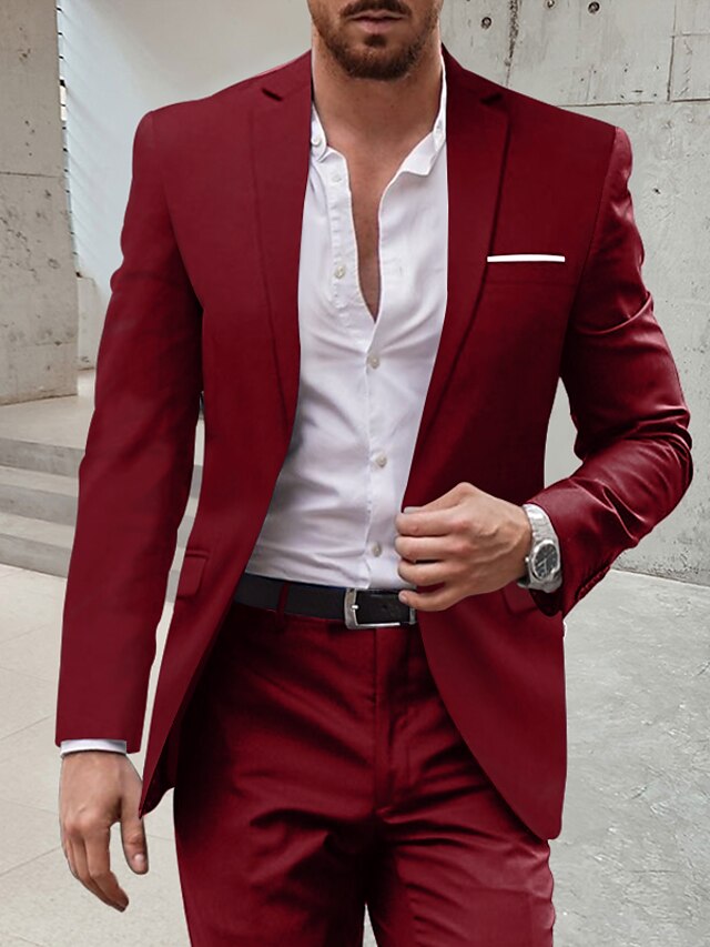 Men's Tailored Fit Single Breasted One-button 2 Pieces Wedding Suits