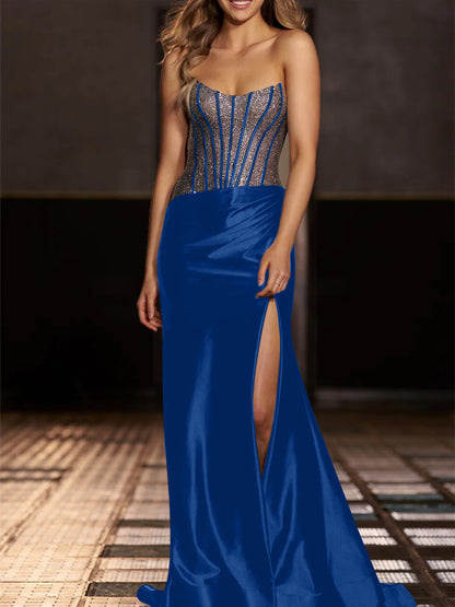 Mermaid/Trumpet Strapless Floor-Length Evening Dresses with Sequin