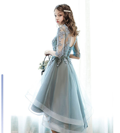 Blue lace homecoming dress bridesmaid dress  8333