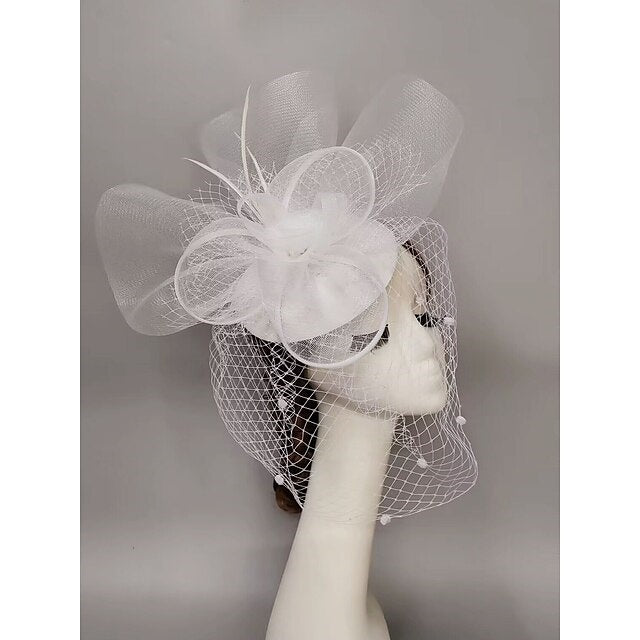 Noble Fascinators Net Wedding Horse Race Hats Flower Headpiece & Knot Bow