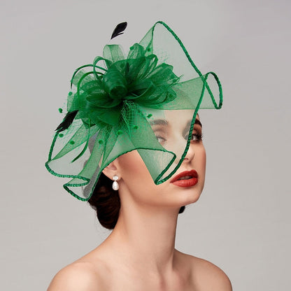 Elegant Retro Melbourne Hat Fascinators Headpiece with Feather & Flower