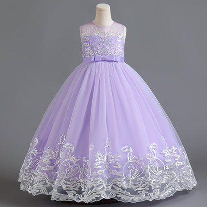 A-Line/Princess Scoop Neck Sleeveless Tulle Flower Girl Dress with Lace Appliques & Bow