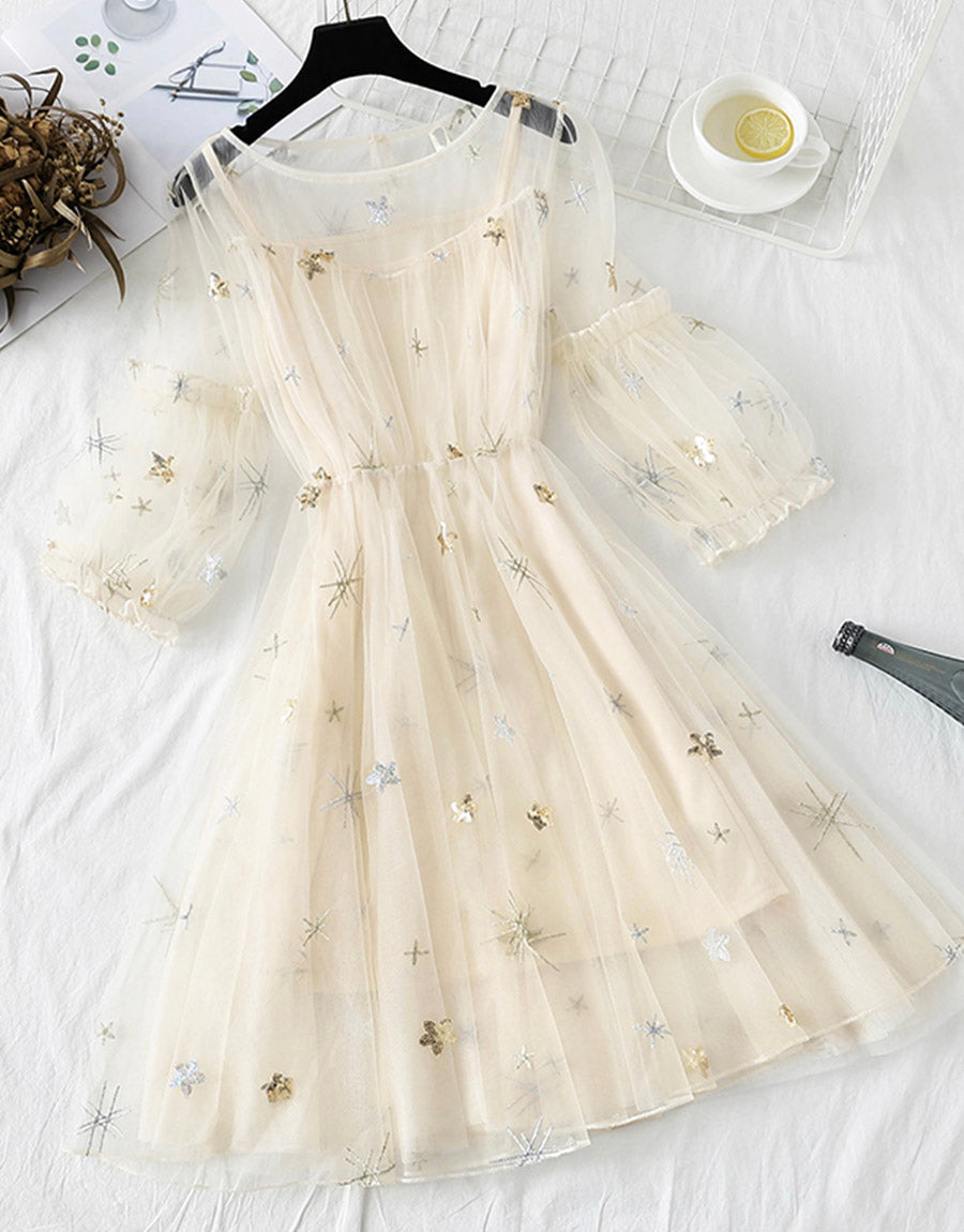 A line tulle short dress fashion girl dress women's summer dress  1152