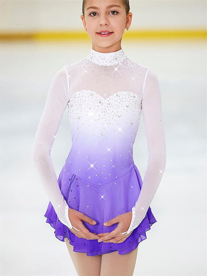 Figure Skating Women's Girls' Training Practice Long Sleeve Ice Skating Dress