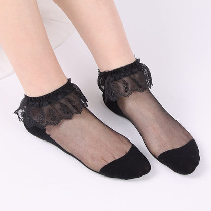 5 Pcs Women's Wedding Work Holiday Lace Polyester Sexy Lolita Vintage Retro Cute Anckle Socks Low Cut Socks