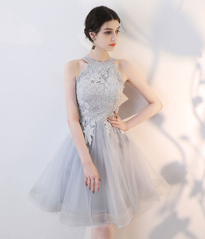 Cute gray lace short prom dress homecoming dress  8330