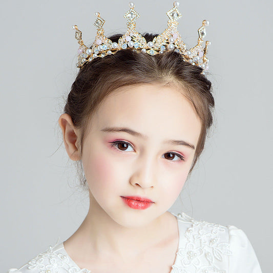 Children's Dress Accessories Retro Rhinestone Princess Crown Headpiece