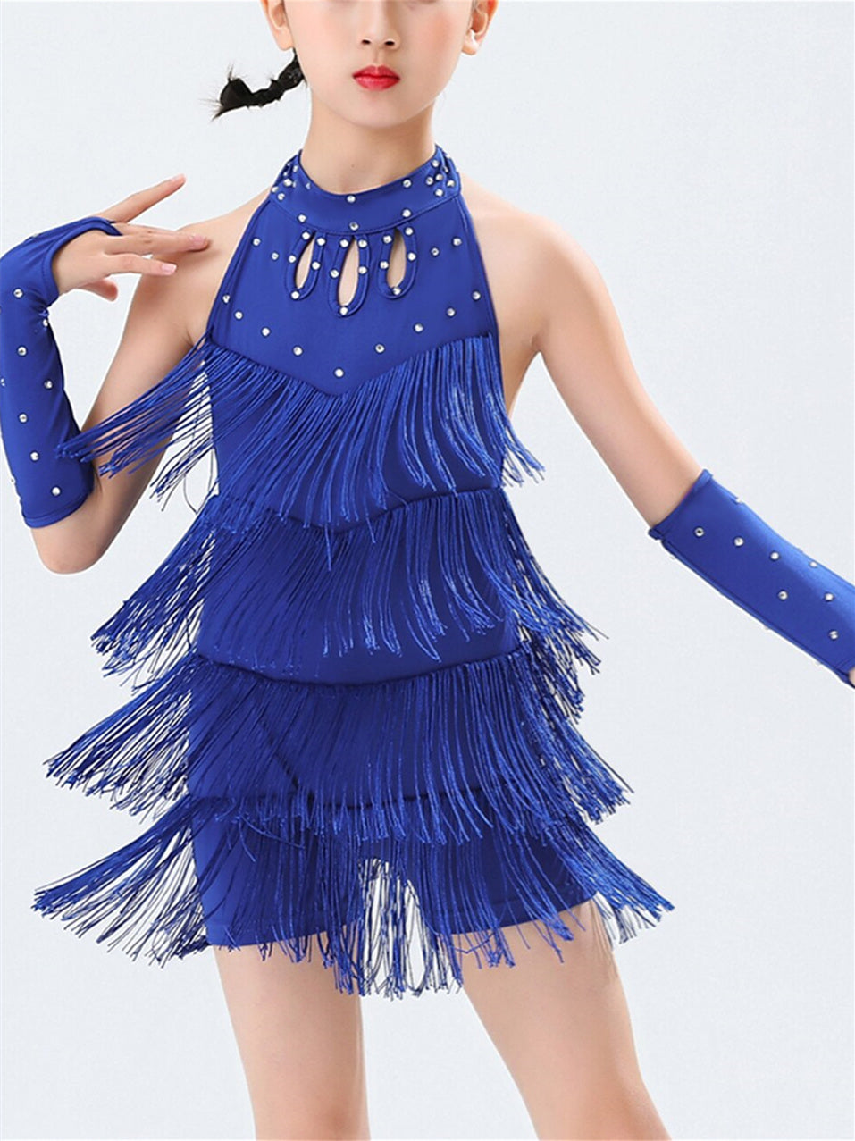 Latin Dance Kids' Dancewear Dress Crystal/Rhinestone Sleeveless Polyester Girls' Performance