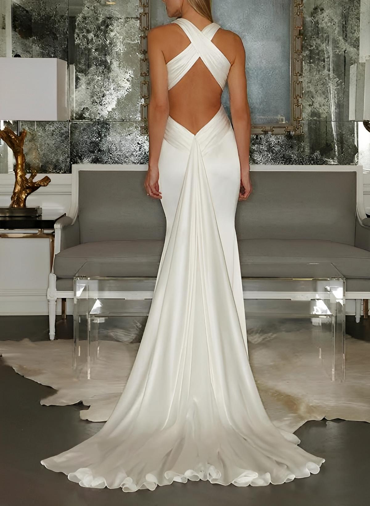 Trumpet/Mermaid V-Neck Floor-length Wedding Dress