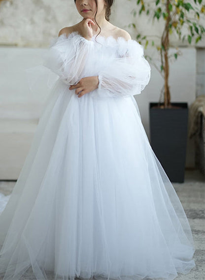 A-Line/Princess Off-the-Shoulder Flower Girl Dresses