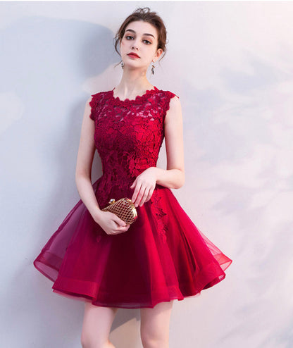 Cute lace short A line prom dress cocktail dress  8414