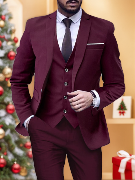 Men's Tailored Fit Single Breasted One-button 3 Pieces Wedding Suits