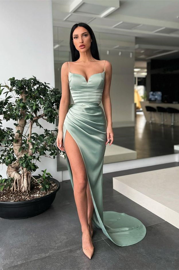 Spaghetti-Straps Mermaid Prom Dress With Slit PD0444