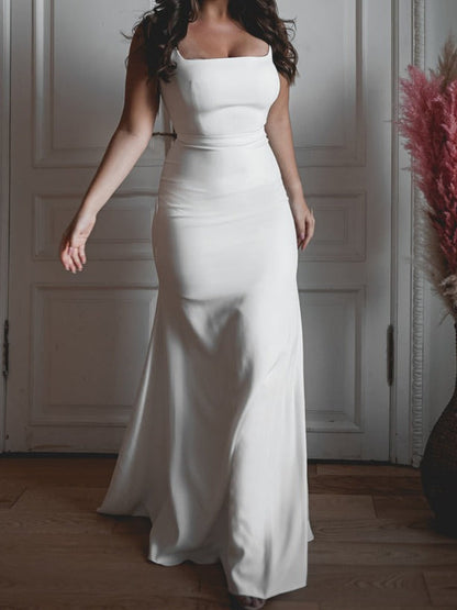 Trumpet/Mermaid Square Neck Floor-Length Wedding Dress