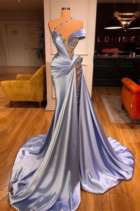 Off-the-Shoulder Mermaid Prom Dress Long Beadings With Split PD0588