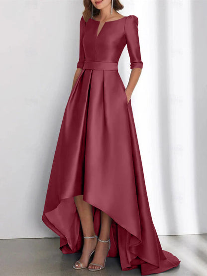 A-Line/Princess Half Sleeves Asymmetrical Mother Of The Bride Dresses With Pockets