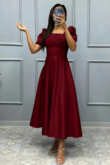 Elegant Online Square A-Line Prom Dress With Short Sleeves ED0177