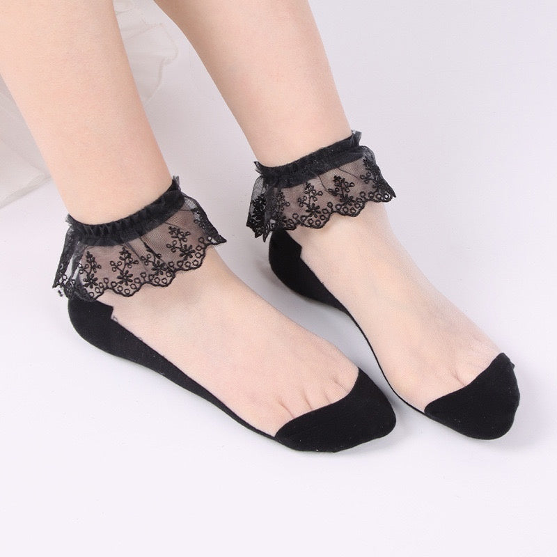 5 Pcs Women's Wedding Work Holiday Lace Polyester Sexy Lolita Vintage Retro Cute Anckle Socks Low Cut Socks