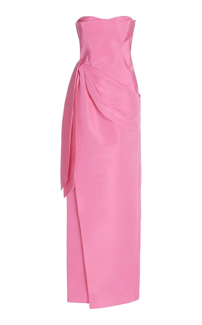 Elegant Pink Strapless Prom Dress Long Sliming Dress HT0021