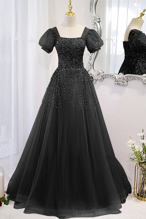 Edgynewlook Lace-Up Prom Dress Beadings Short Sleeves With Square Online