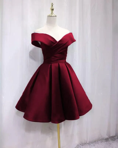 Short Satin Off Shoulder Homecoming Dress For Prom gh898