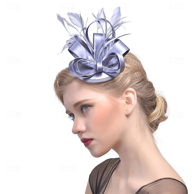 Fascinators Polyester Horse Race Cocktail Elegant Vintage With Feather Bows Headpiece