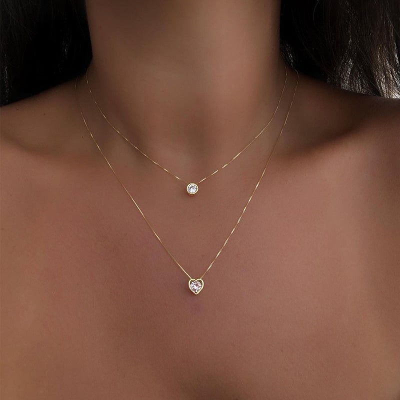 Classic Round Rhinestone Layer Necklace