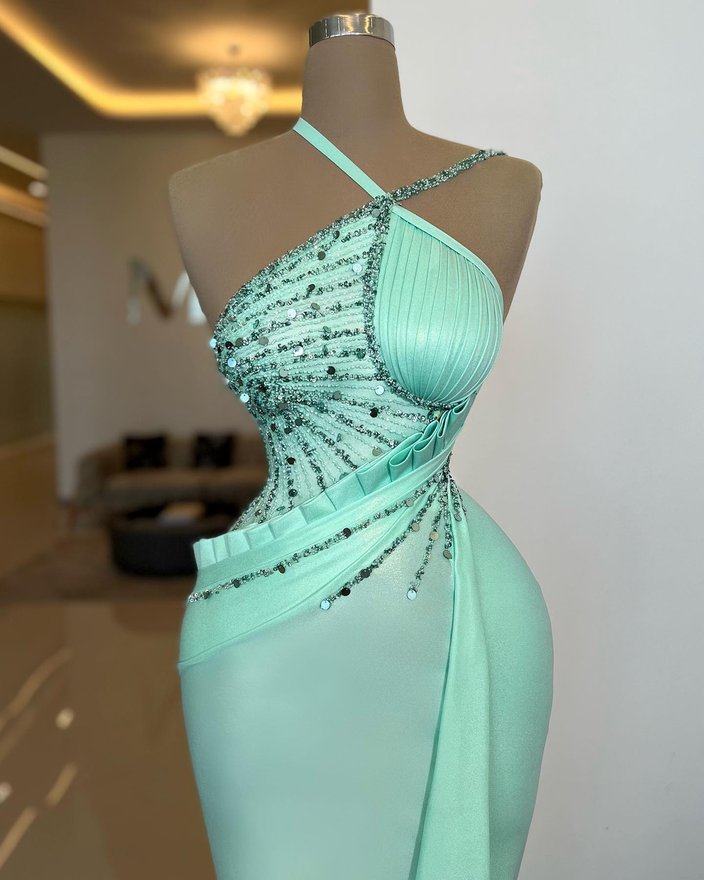 edgynewlook Amazing Mint Green Mermaid Prom Dress With Sequins