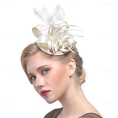 Fascinators Polyester Horse Race Cocktail Elegant Vintage With Feather Bows Headpiece