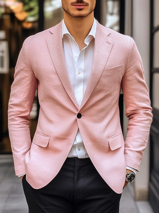 Men's Blazer Solid Colored Regular Tailored Fit Single Breasted One-button Fashion Casual Blazer Jacket