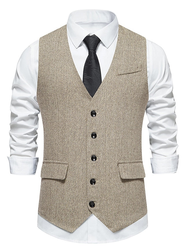 Men's Business Single Breasted More-buttons Vest