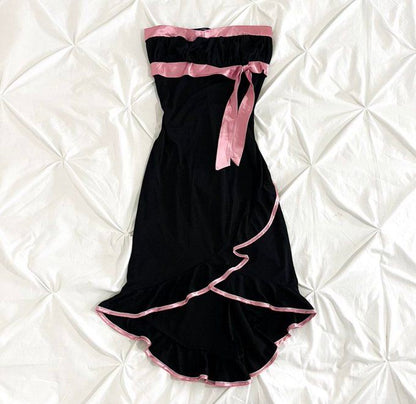 Pink bow ribbon sweet fashion short cute Ruffles elegant homecoming dress prom dress evening dress birthday party dress gh3236