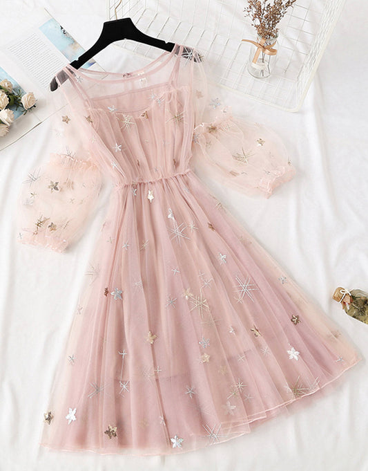 A line tulle short dress fashion girl dress women's summer dress  1152