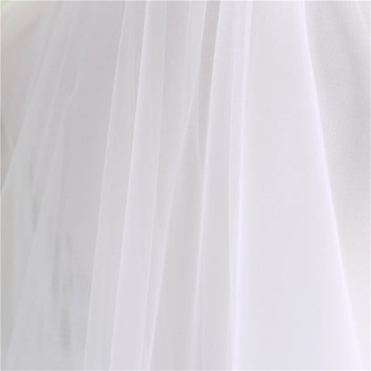 One-tier Classic Lace Wedding Veil with Solid Tulle