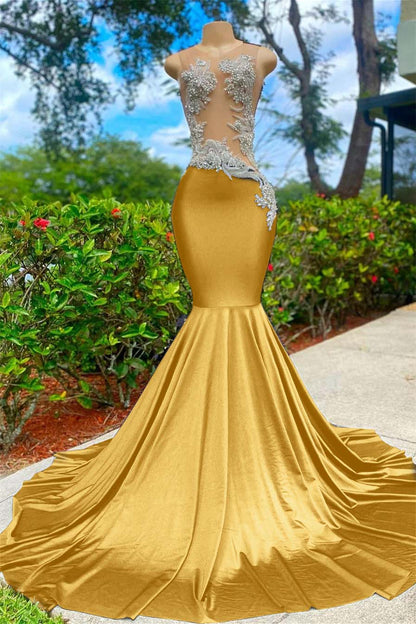 Mermaid Prom Dress Classic Sleeveless Strapless Appliques YL0104