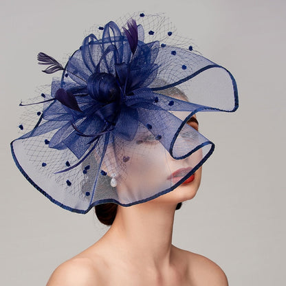 Elegant Retro Melbourne Hat Fascinators Headpiece with Feather & Flower