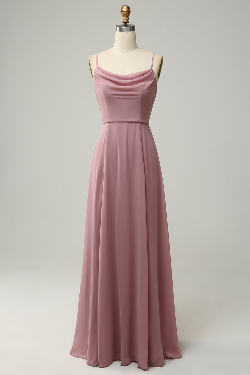 Spaghetti Straps A Line Sleeveless Long Bridesmaid Dress