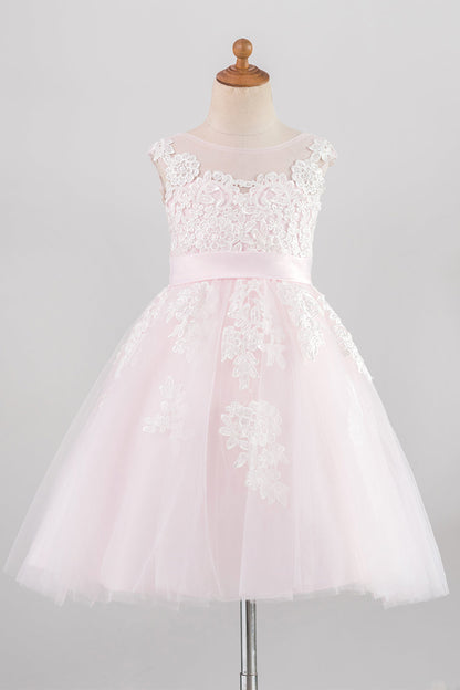 Light Pink Flower Girl Dress with Appliques