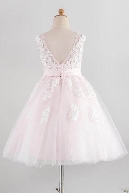 Light Pink Flower Girl Dress with Appliques