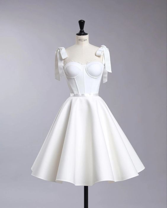 Vintage A Line Straps White Cocktail Dresses Short Homecoming Dress C1003